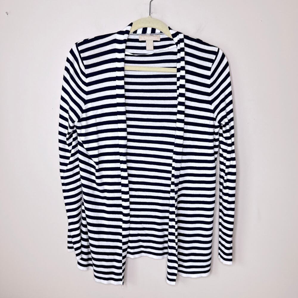Banana Republic Small Blue & White‎ Stripe Open Cardigan Sweater Lightweight